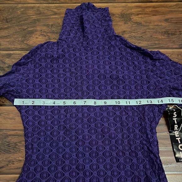 Vintage Weber Original Dead Stock Purple Print Turtleneck Boho Mod Squad - Picture 3 of 8